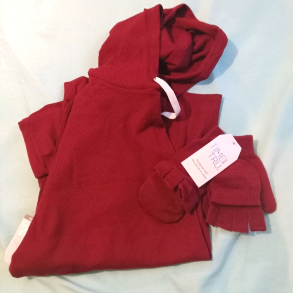 ♥️♥️ NWT Time and Tru Hooded Pullover Maternity 16/18 (1) Gloves (1) Duo Winter